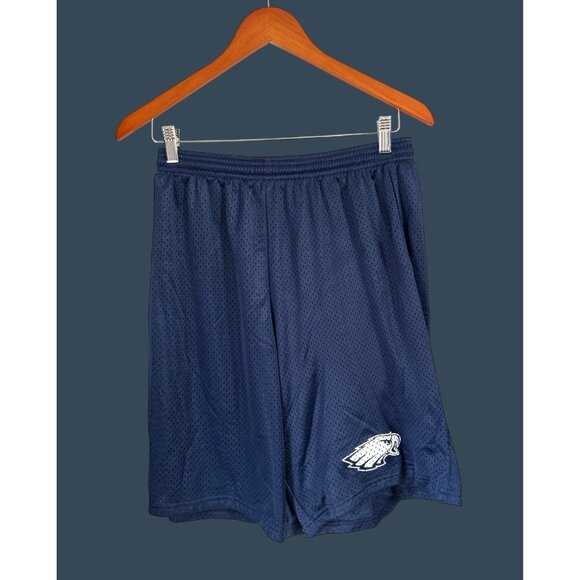 Navy Blue A4 Mens Large Mesh Athletic Shorts With Embroidered Eagle Logo - Picture 1 of 7